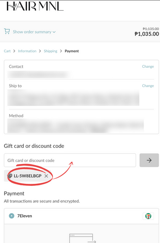 Gift code section