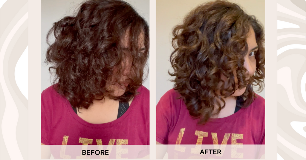 Before and after using Kérastase's Curl Manifesto