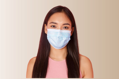 Girl with long hair and facemask