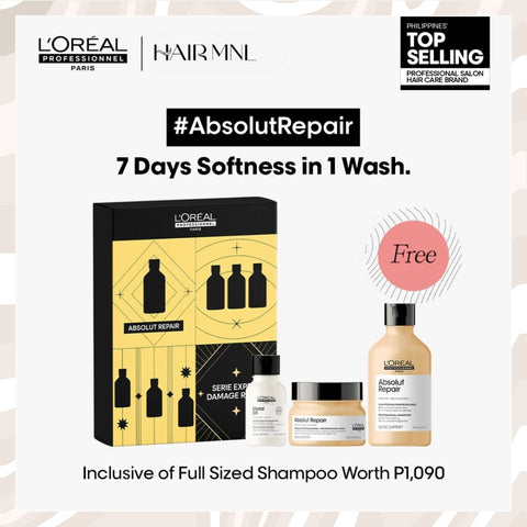L'Oreal Professionnel Serie Expert Absolut Repair Holiday Gift Set with FREE Full-Sized Absolut Repair Shampoo 300ml - HairMNL