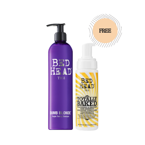 Bed Head by TIGI Dumb Blonde Purple Toning Shampoo with FREE Totally Baked Styling Set