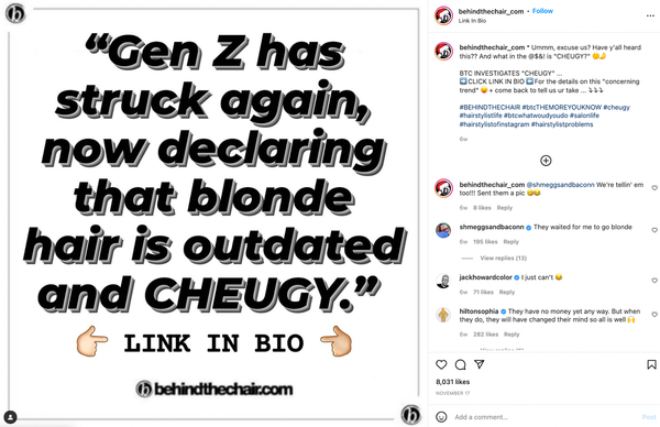 Gen Z declaring blonde hair is outdated and CHEUGY