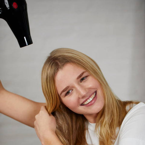 Blow drying hair