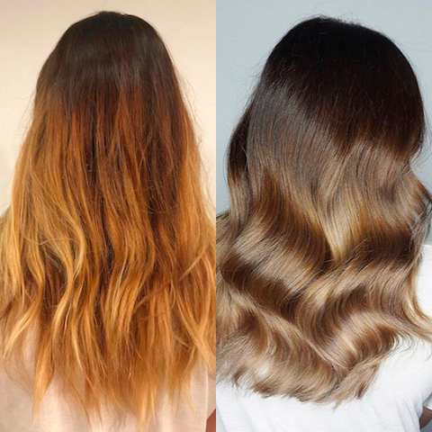 Before and After Neutralizing in hair
