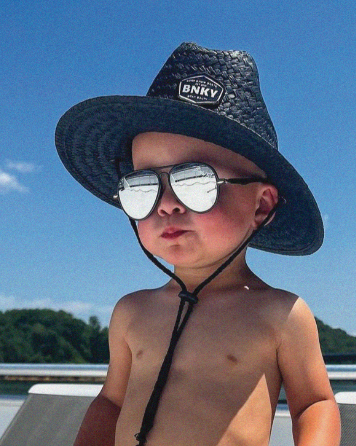 baby wearing binkybro sunhat and sunglasses