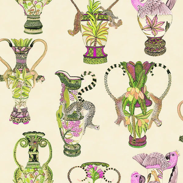 Khulu Vases - Cream & Multi - Wallpaper Trader