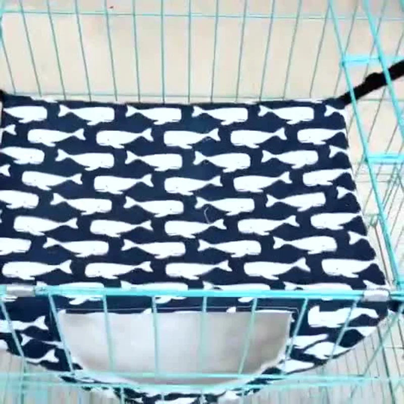 Hamac pour Chat Bleu avec Motifs de Baleines