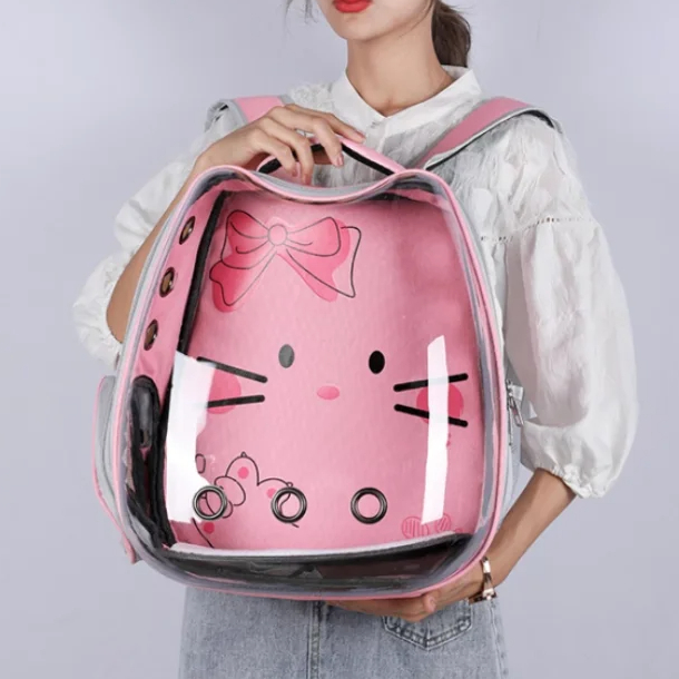 Sac à Dos Chat Rose et Transparent au Design Mignon