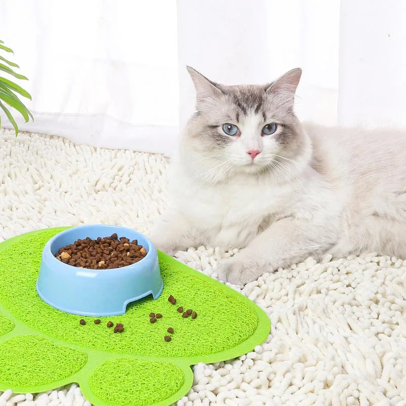 Tapis de Litières pour Chat Vert en Forme de Patte de Chat