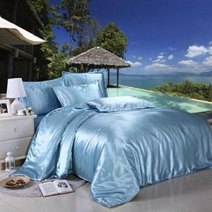 Silk Satin Bedding Quilt Duvet Cover Sets 22 Colors 3 Sizes