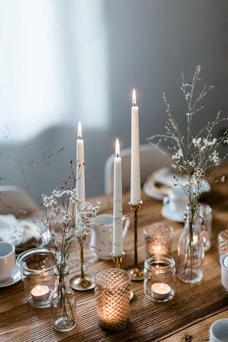 taper candles and tea lights