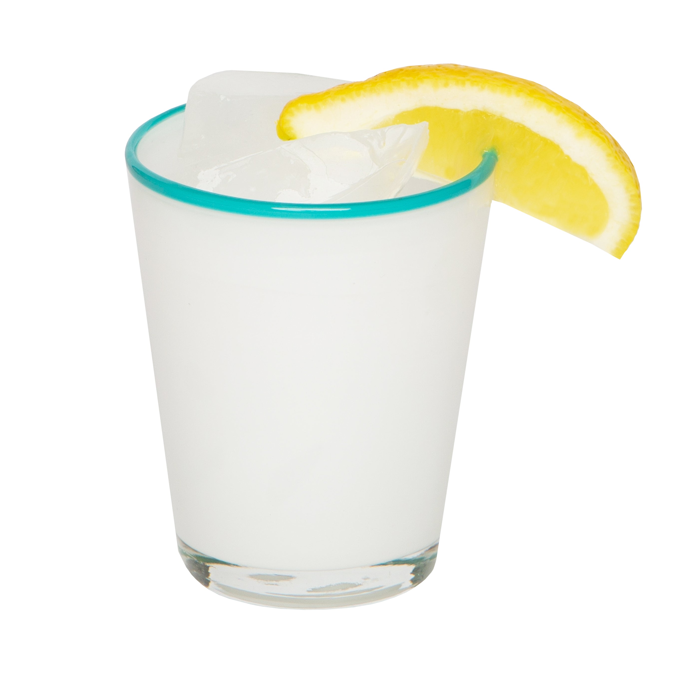 Summer Glass White & Turquoise 9oz, Set of 4