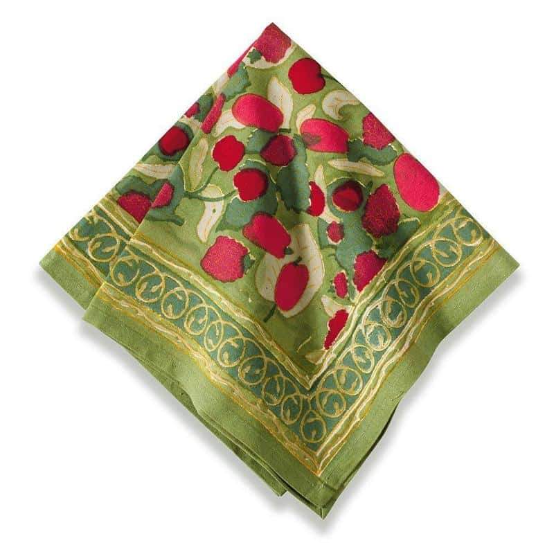 Fruit Red/Green Napkins- French Linen Napkins by Bruno Lamy - CouleurNature