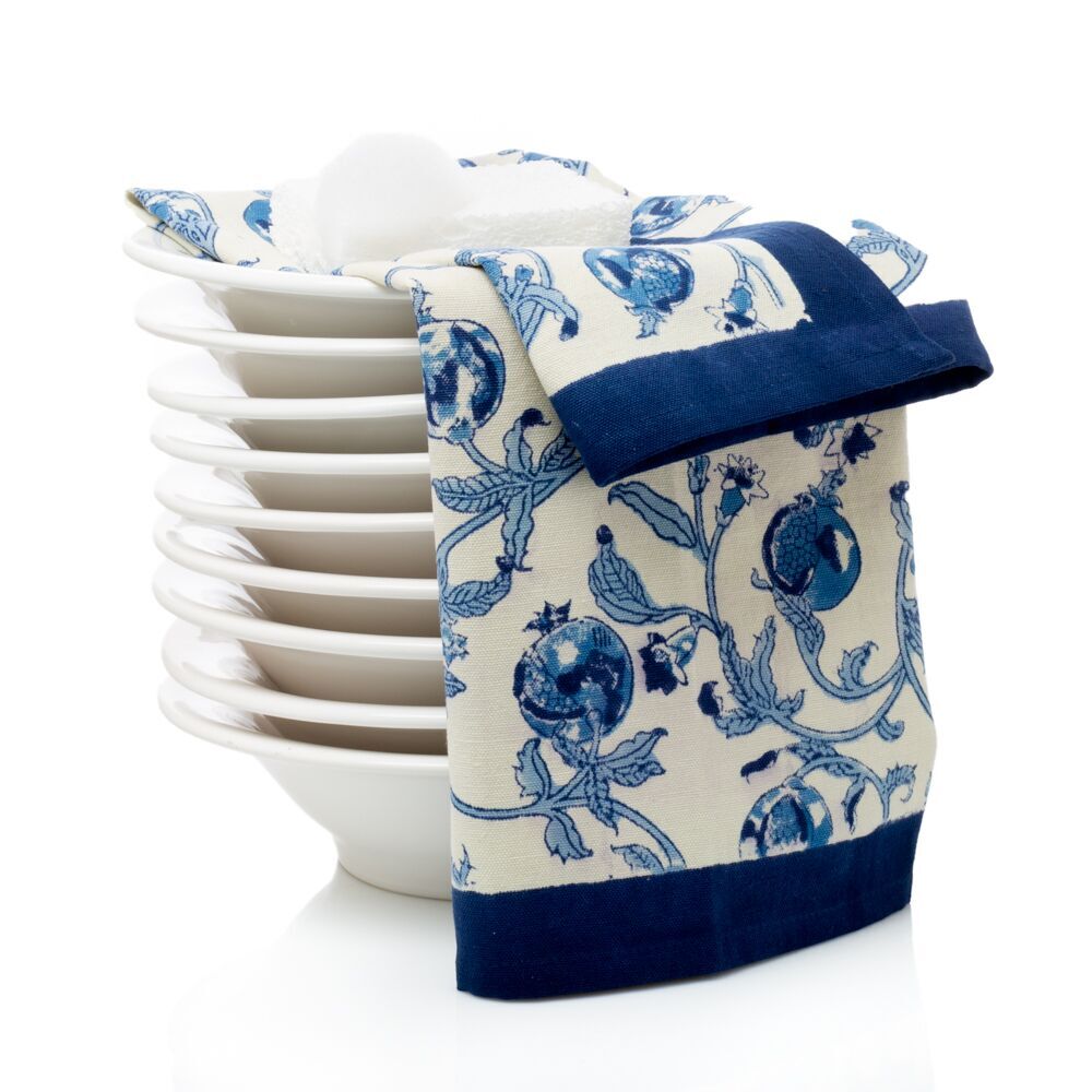 blue and white kitchen towels