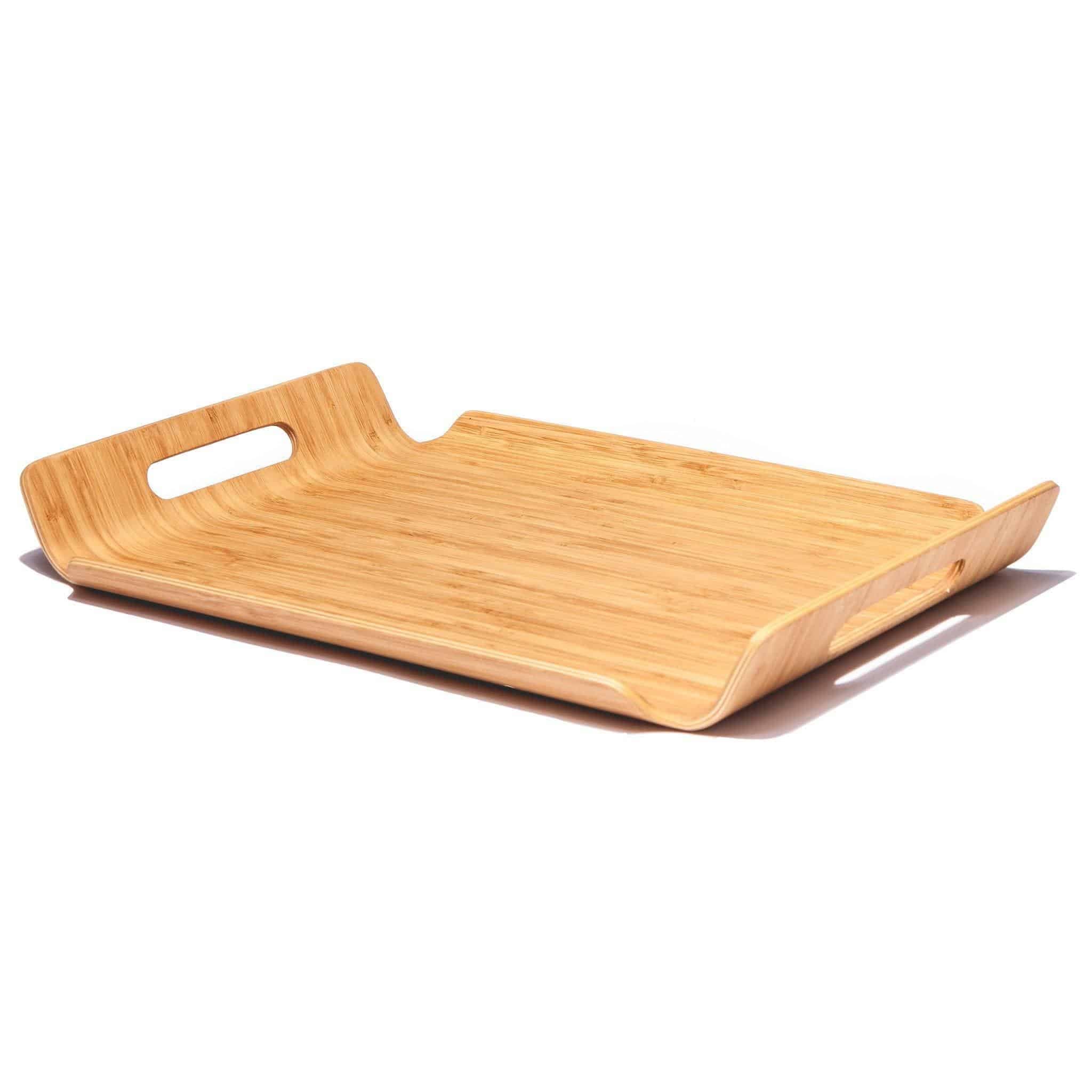 Bamboo chopping board with plastic tray