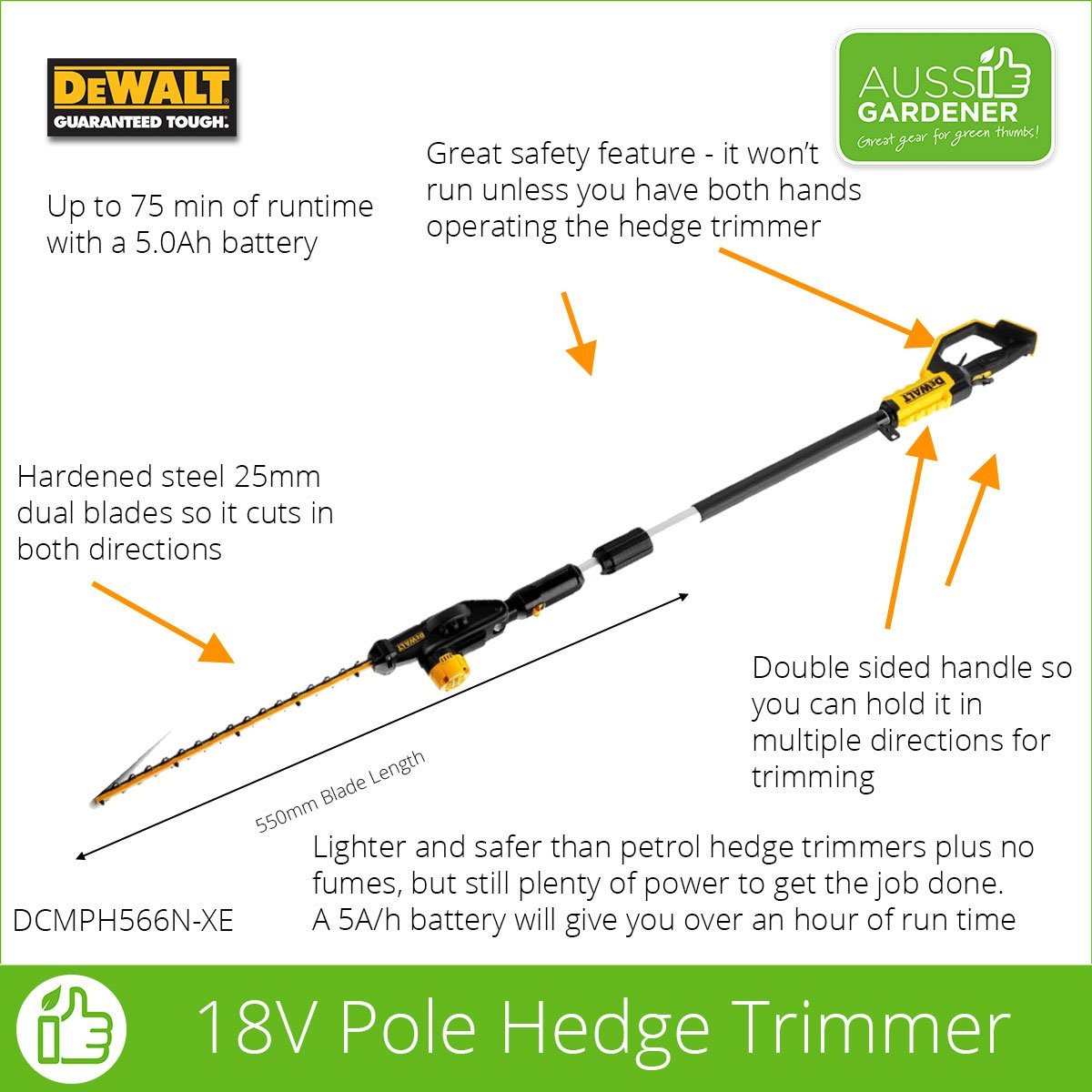 DeWalt - Dcmph566n XR Pole Hedge Trimmer 18V Bare Unit