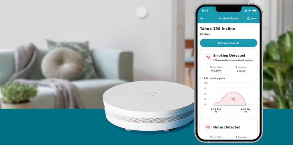 Image of WYND Sentry smoking and loud noise detection monitor for short-term rental hosts