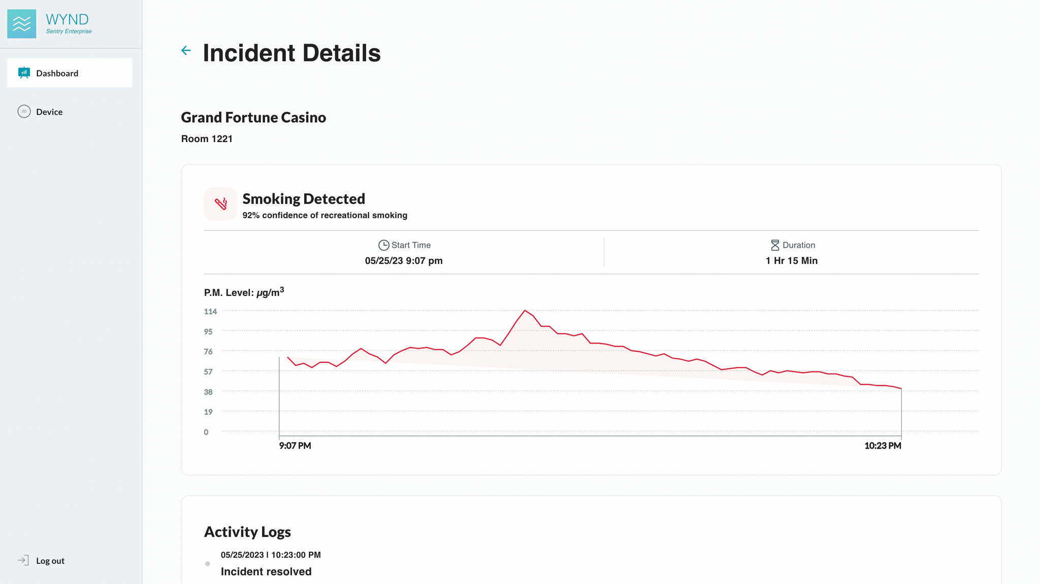 Smoking incident report