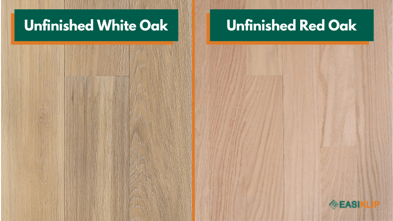 unfinished red oak vs white oak flooring