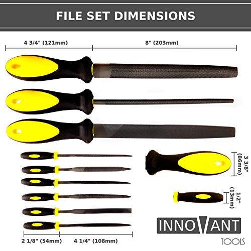 Innovant 9 Piece Premium Grade High Carbon Hardened Steel File Set W Easiklip Floors