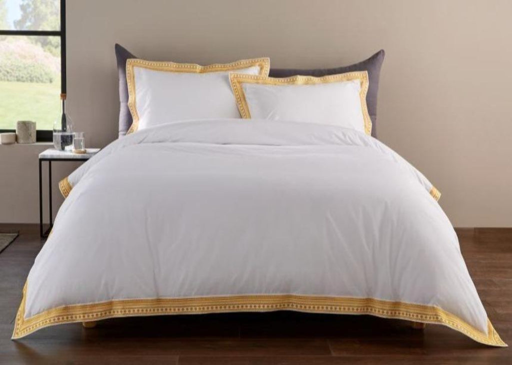 Christy Salinas Duvet Cover Sets With Gold Embroidery Linen
