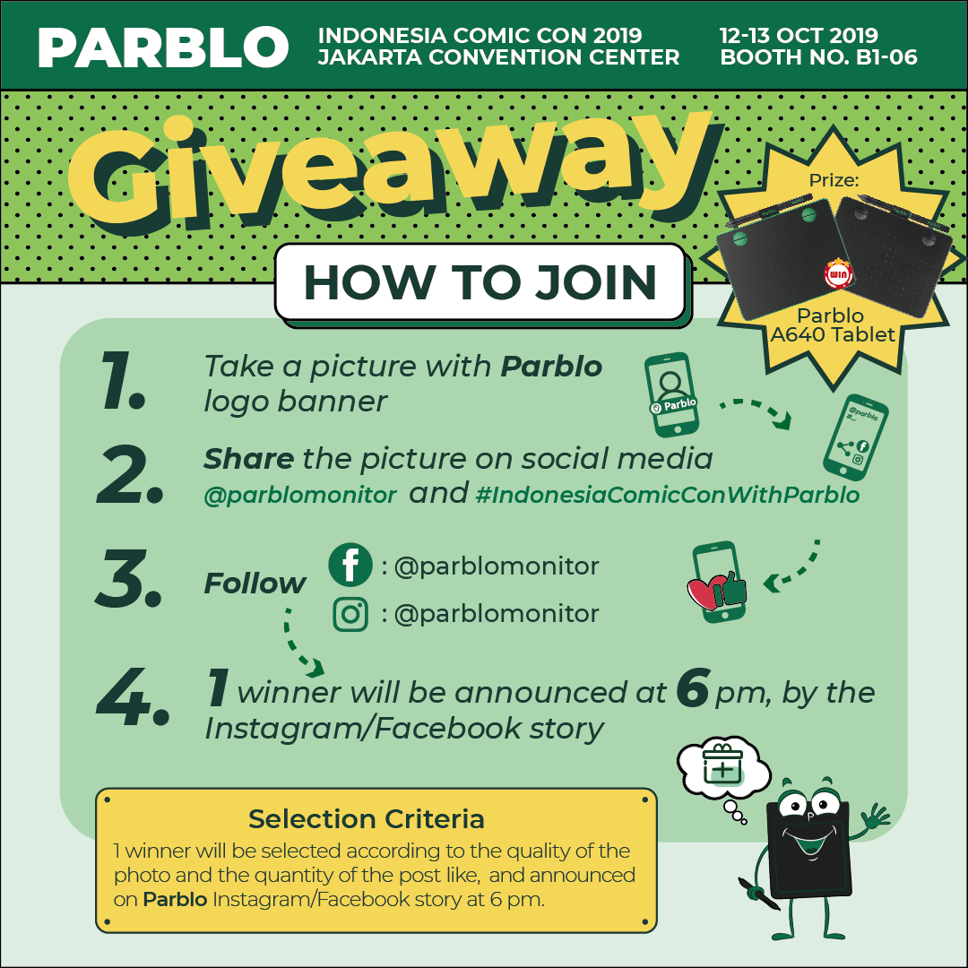 parblo indonesia comiccon giveaway rules