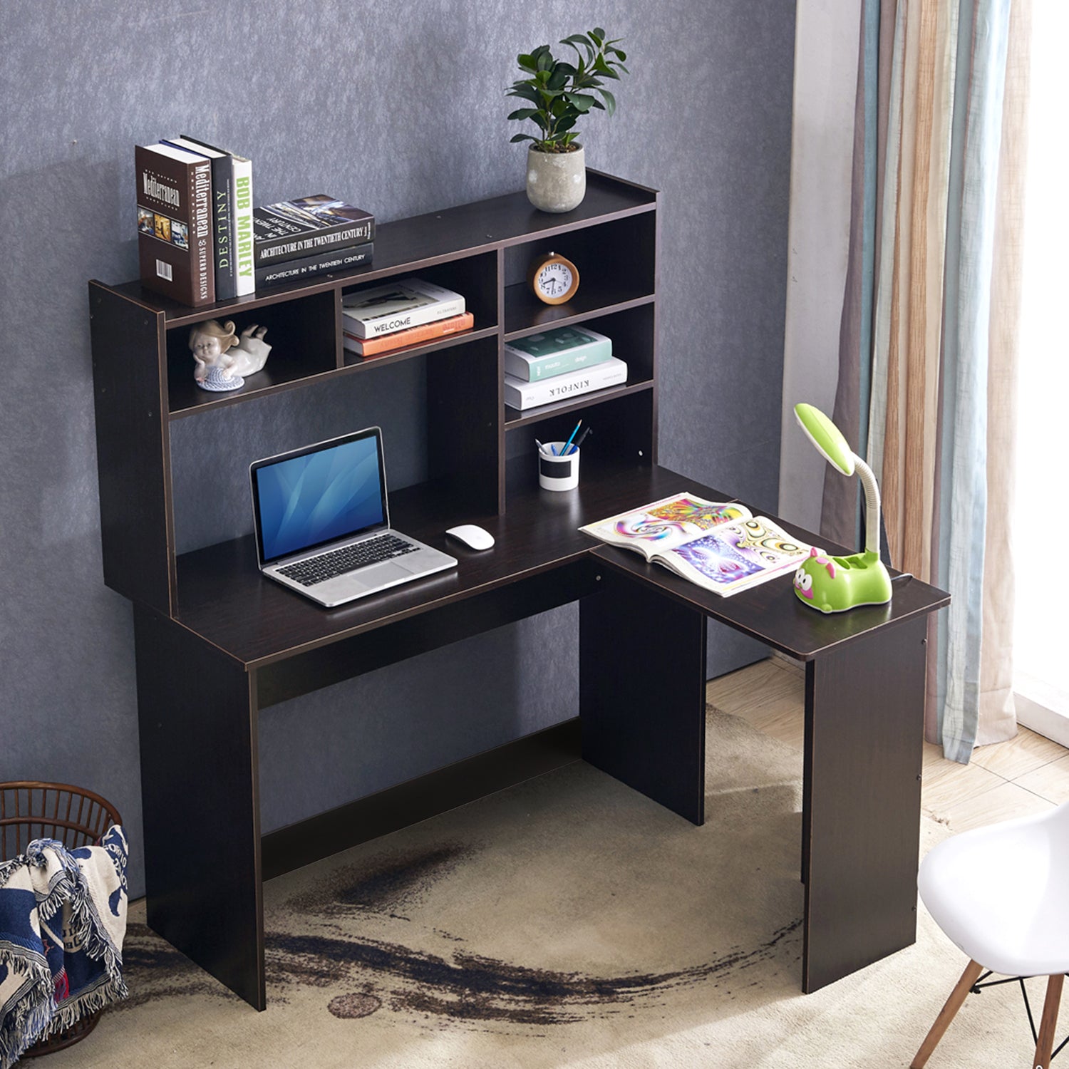 Mcombo Modern Computer Desk With Hutch L Shaped Gaming Desk Corner