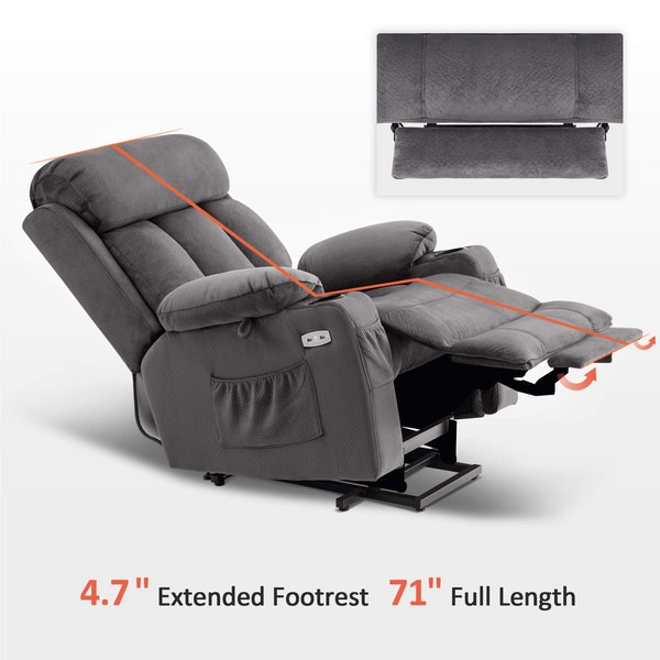 Mcombo Large Electric Power Lift Recliner Chair with Extended Footrest