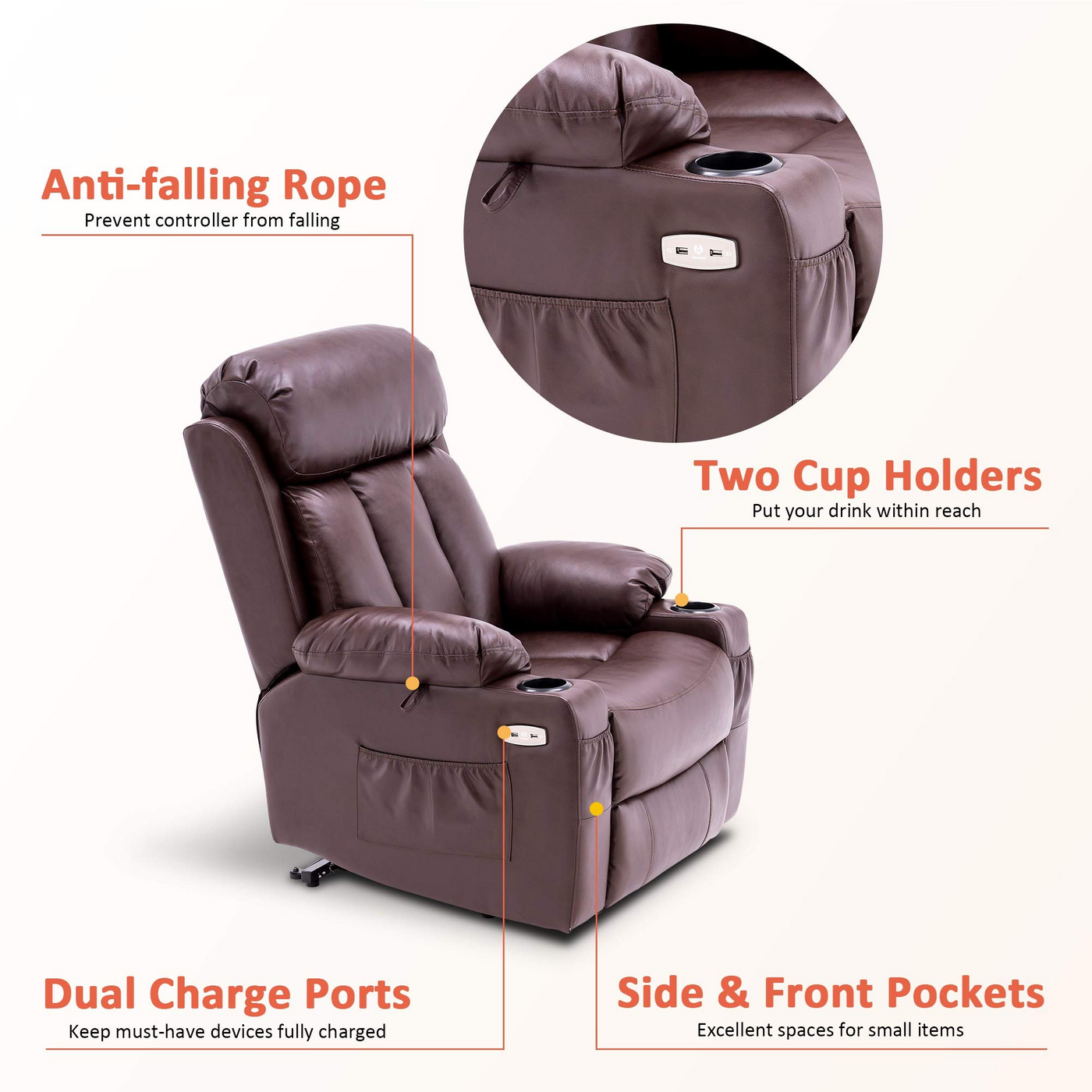 Mcombo Large Power Lift Recliner Chair with Extended Footrest for Big