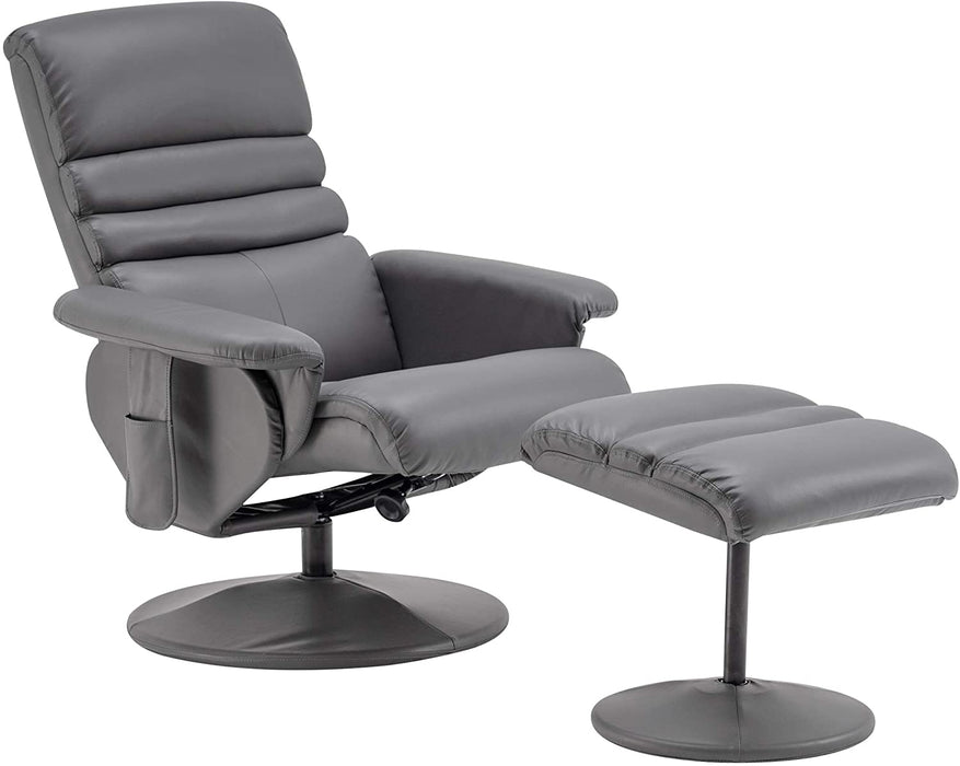 black leather recliner chair with footstool