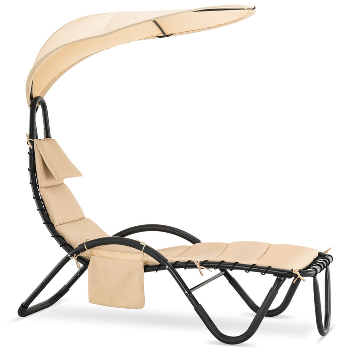 Outdoor Lounge Chair w/Adjustable Canopy, Adjustable Cus