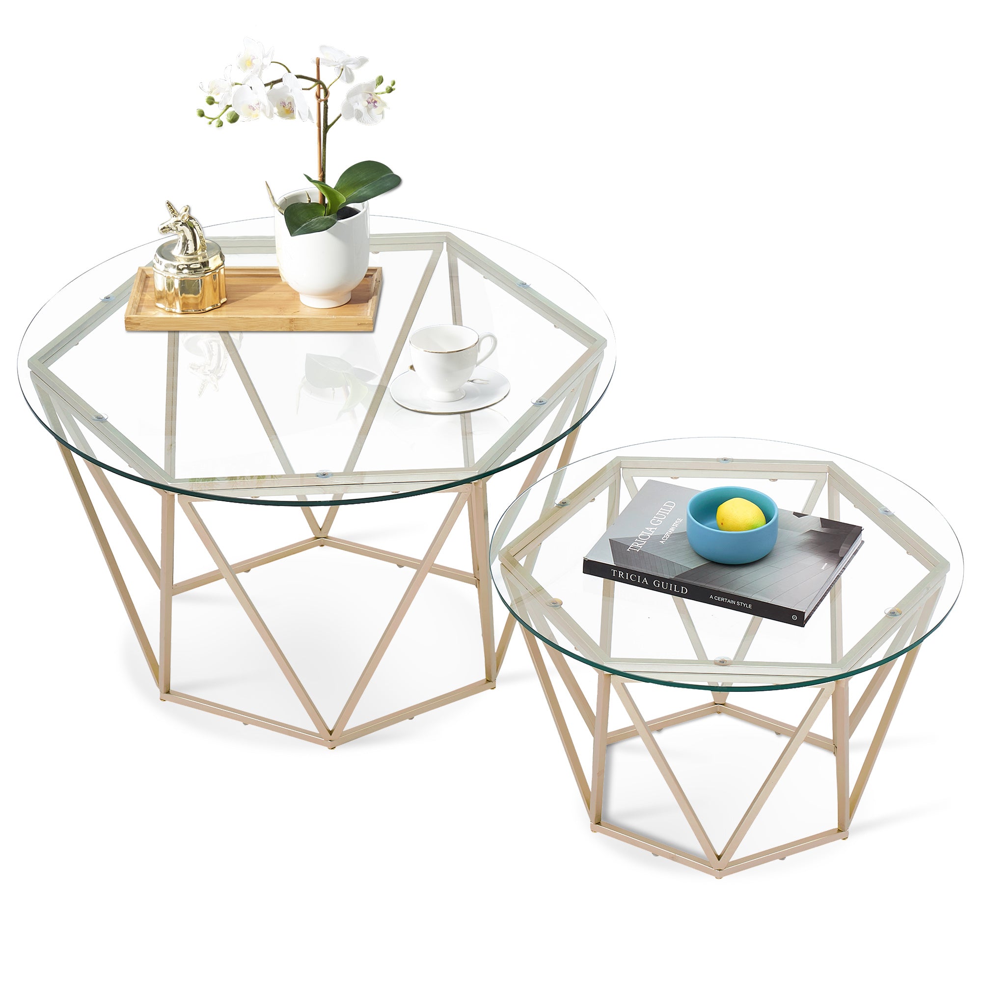 Round Coffee Table Set of 2, DIAMON-S86