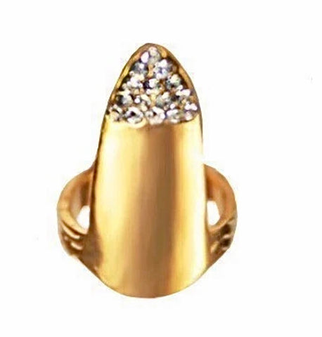 Gold colour and stone nail ring