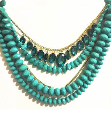Blue Stone and Bead Layered Necklace