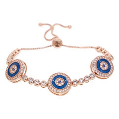 Rose Gold Evil Eye and Enamel Bracelet Online 