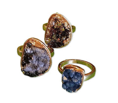 Natural Stone Agate Druzy Rings