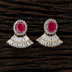 Red and white American diamond earrings 