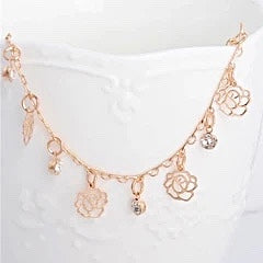 Filigree Rose Charm Anklet