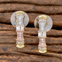 Three Tone American Diamond Earrings 