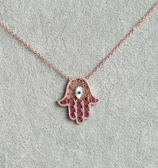 Evil Eye Hamsa Pendant Chain