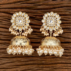 Kundan & Pearl Large Statement Earrings 