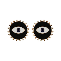 Evil eye enamel stud earrings 