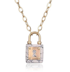 Marble Lock Pendant and Chain