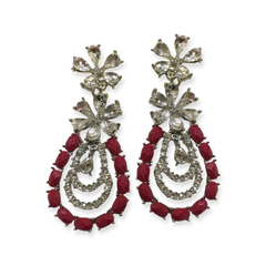 Red and White Stone Earrings