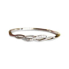 Rope Stone White Bangle Bracelet 