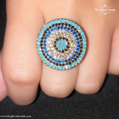 Round Evil Eye Ring Adjustable 