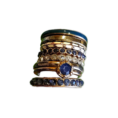 Blue and gold stack rings 