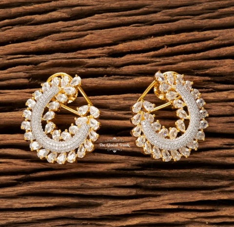 Two Toned American Diamond Earrings 