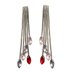 Long Silver Stone Earrings 