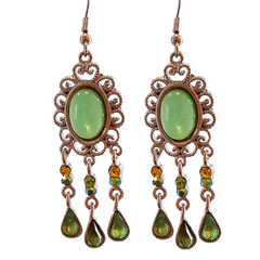 Green stone dangler earrings 